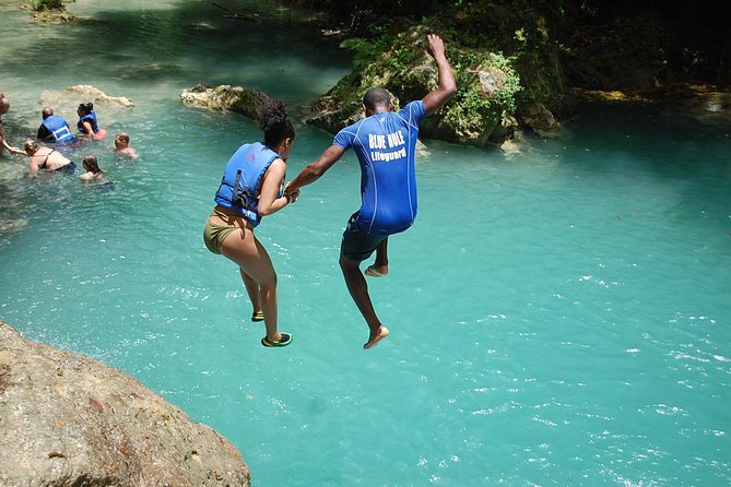 Blue Hole plus Secret Falls and Dunns River Falls Combo from Runaway Bay Hotels - Blue Hole: rope swings, jumps, and bright blue pools