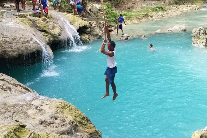 Cool Blue Hole from Ocho Rios - Rope swings, ledges, and small caves