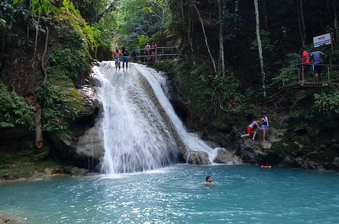 Dunn's River Falls - Blue Hole: rope swings, jumps, and natural pools