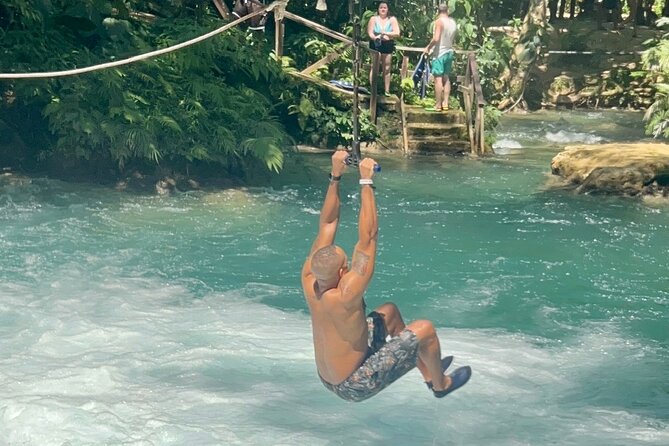 Dunn's River Park & Blue Hole Waterfall Combo from Montego Bay - Blue Hole begins the day with jumps and clear water