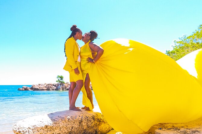Flying Dress Clear Kayak/Boat Drone Photo Shoot in Montego Bay - Four edited photos from the clear kayak