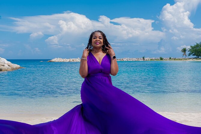 Flying Dress Photoshoot at Doctors Cave Beach Montego Bay Jamaica - Posing With the Caribbean as Your Backdrop