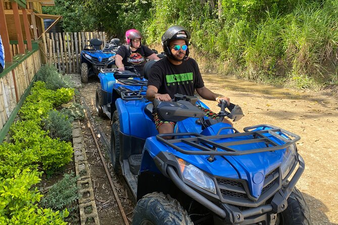 Full Day ATV Bush Trail and Water Sports Tour with Rick's Cafe - Green Island ATV trail: a dusty start