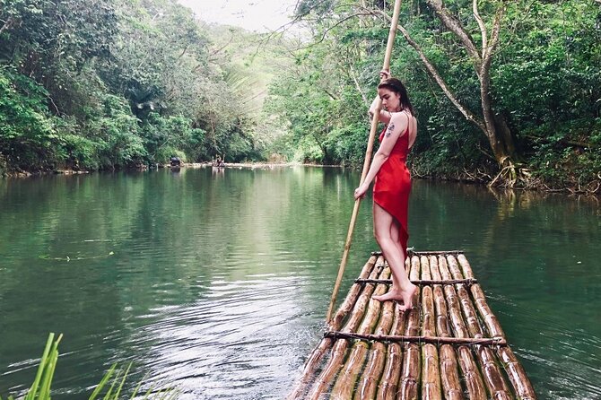 Great River Rafting with Limestone body or Foot Massage - Boarding the 30-foot bamboo raft