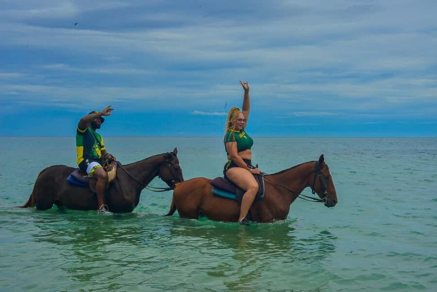 Horseback Riding and Dunn's River Falls Combo Tour - Beach time where the river meets the sea
