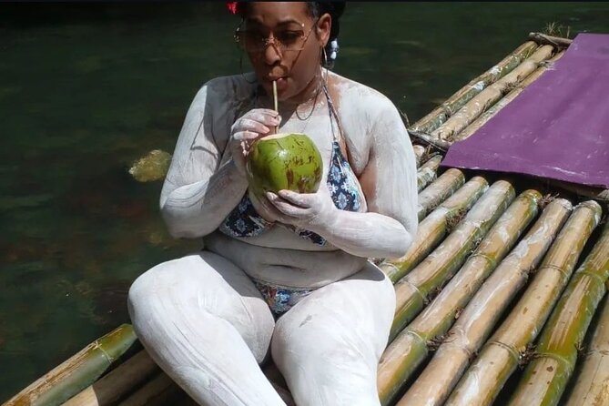 Jamaica Bamboo Rafting Experience with Lime Stone Massage - Getting Onto The Handcrafted Bamboo Raft