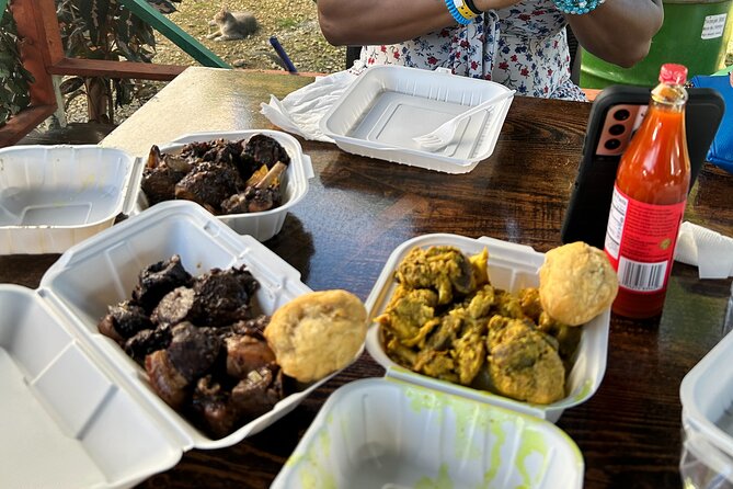 Jamaican Countryside Food Tasting Tour from Montego Bay - Stop one: Arawak’s Rest Stop and a broad Jamaican plate