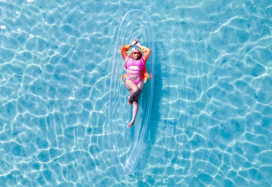 Montego Bay: Crystal Clear Kayak Drone singles Photo Shoot - Getting into the clear kayak